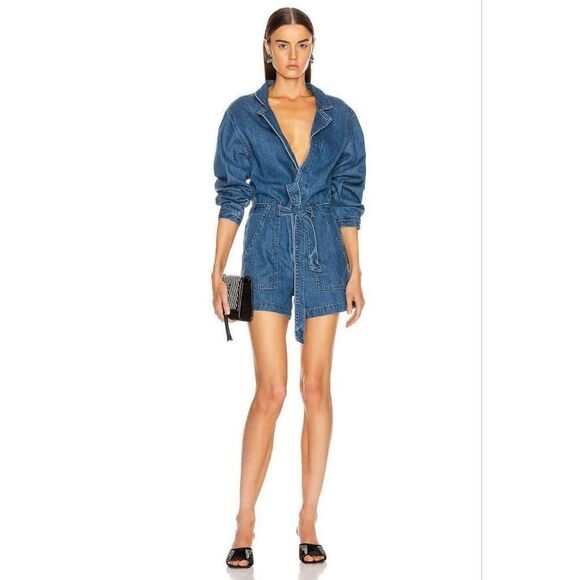 GRLFRND Tiana denim romper - Picture 1 of 3